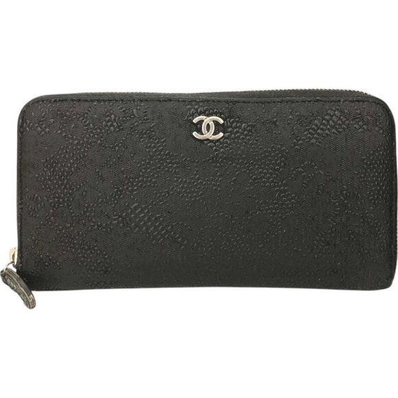 (S4) Authentic Chanel Wallet Long Black Leather Luxury Vintage Designer Handbag - Picture 1 of 9